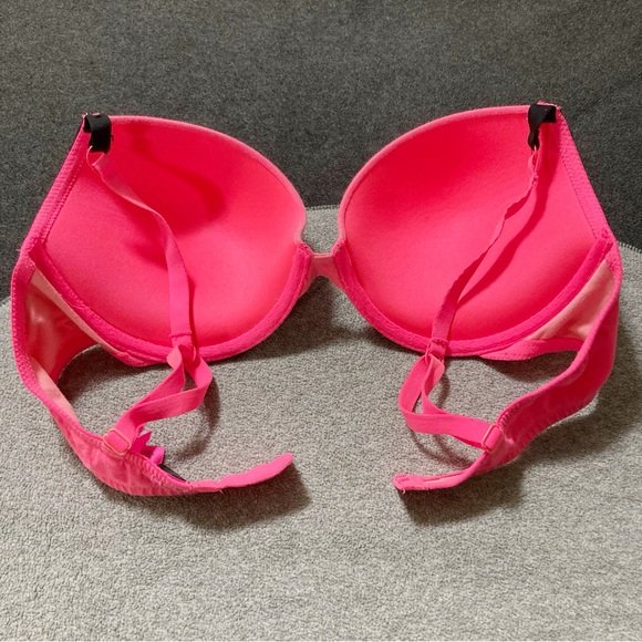 LA SENZA 38C Hot neon pink and black lace underwire t-shirt bra ~ Barbiecore C38 - Picture 13 of 14